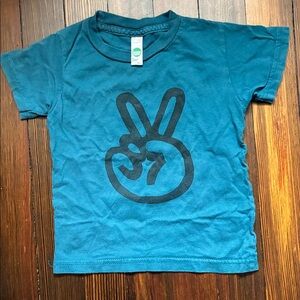 American Apparel Teal Peace Sign (or TWO) Tee